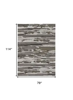 7' X 10' Gray and Ivory Abstract Power Loom Distressed Area Rug