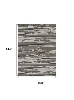 9' X 12' Gray and Ivory Abstract Power Loom Distressed Area Rug