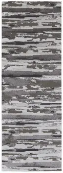 8' Gray And Ivory Abstract Distressed Runner Rug