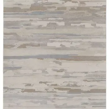 5' X 8' Brown and Ivory Abstract Power Loom Distressed Area Rug