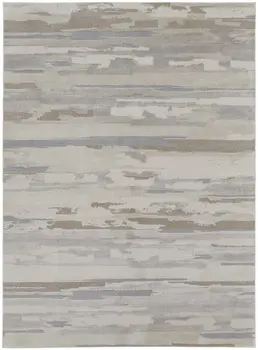 8' X 10' Brown and Ivory Abstract Power Loom Distressed Area Rug