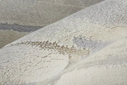 7' X 10' Ivory and Gray Abstract Power Loom Distressed Area Rug