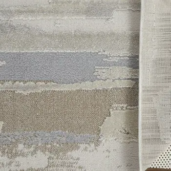 9' X 12' Brown and Ivory Abstract Power Loom Distressed Area Rug