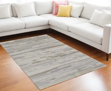 9' X 12' Brown and Ivory Abstract Power Loom Distressed Area Rug