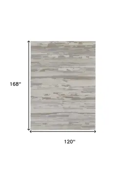 10' X 14' Brown and Ivory Abstract Power Loom Distressed Area Rug