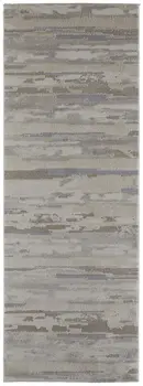 8' Brown And Ivory Abstract Distressed Runner Rug