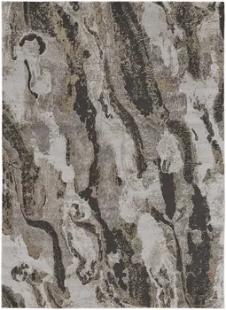 5' X 8' Brown and Ivory Abstract Power Loom Distressed Area Rug