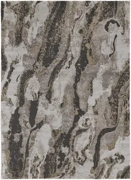 10' X 14' Brown and Ivory Abstract Power Loom Distressed Area Rug