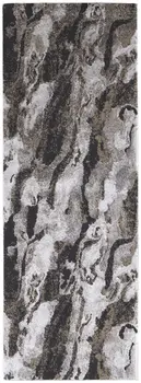 8' Gray And Ivory Abstract Runner Rug