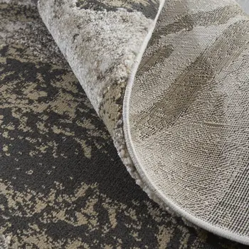 8' Gray And Ivory Abstract Runner Rug