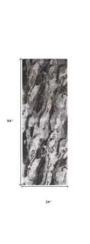 8' Gray And Ivory Abstract Runner Rug