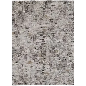4' X 6' Gray and Ivory Abstract Power Loom Distressed Area Rug