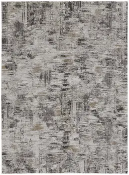 5' X 8' Gray and Ivory Abstract Power Loom Distressed Area Rug