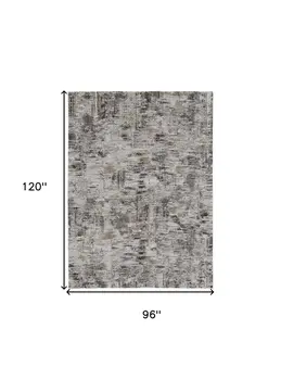8' X 10' Gray and Ivory Abstract Power Loom Distressed Area Rug