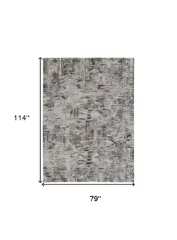 7' X 10' Gray and Ivory Abstract Power Loom Distressed Area Rug