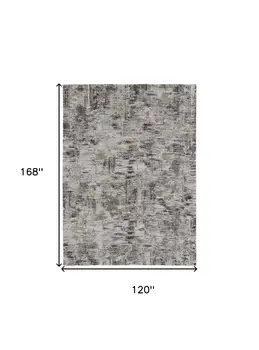 10' X 14' Gray and Ivory Abstract Power Loom Distressed Area Rug