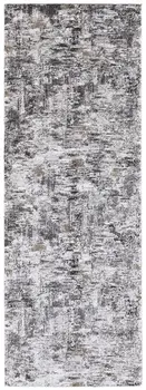 8' Gray And Ivory Abstract Distressed Runner Rug
