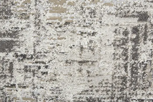 8' Gray And Ivory Abstract Distressed Runner Rug