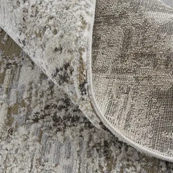 8' Gray And Ivory Abstract Distressed Runner Rug