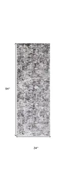 8' Gray And Ivory Abstract Distressed Runner Rug