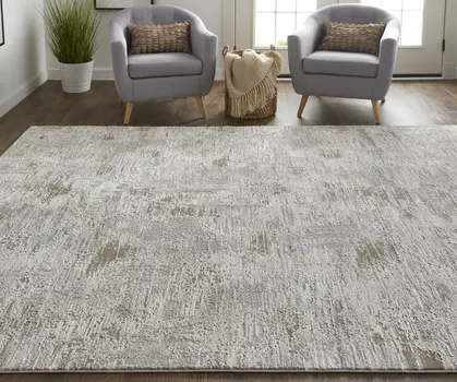5' X 8' Gray and Ivory Abstract Power Loom Distressed Area Rug