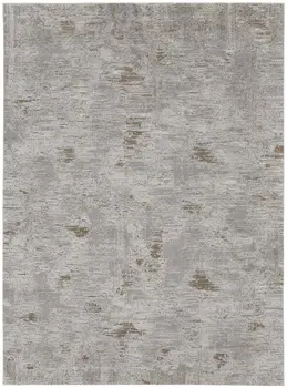 10' X 14' Gray and Ivory Abstract Power Loom Distressed Area Rug