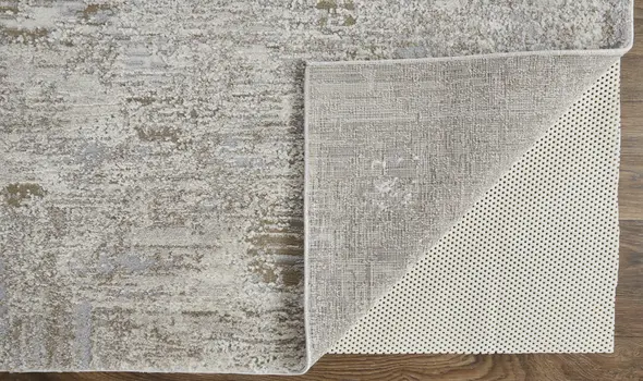 10' X 14' Gray and Ivory Abstract Power Loom Distressed Area Rug
