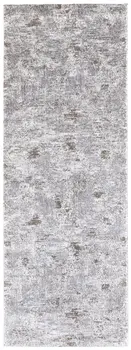 8' Gray And Ivory Abstract Distressed Runner Rug