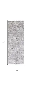8' Gray And Ivory Abstract Distressed Runner Rug