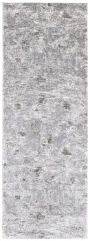 8' Gray And Ivory Abstract Distressed Runner Rug