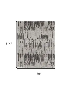 7' X 10' Gray and Ivory Abstract Power Loom Area Rug
