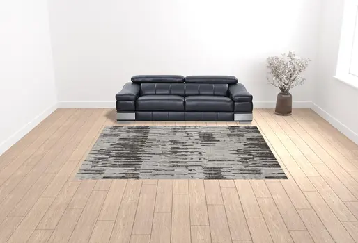 9' X 12' Ivory Brown And Gray Abstract Power Loom Stain Resistant Area Rug