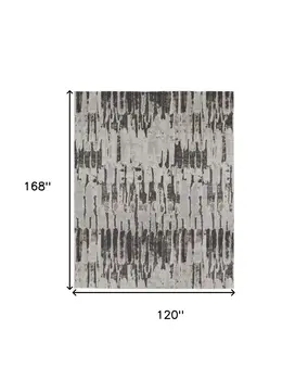 10' X 14' Gray and Ivory Abstract Power Loom Area Rug