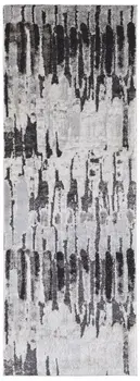 8' Gray And Ivory Abstract Runner Rug