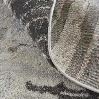 8' Gray And Ivory Abstract Runner Rug