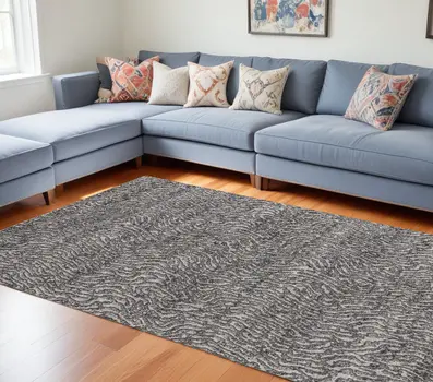 8' X 10' Gray and Ivory Abstract Power Loom Area Rug