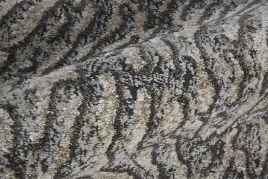 8' Gray And Ivory Abstract Runner Rug