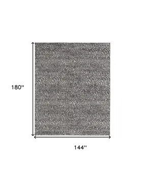 12' X 15' Gray and Ivory Abstract Power Loom Area Rug