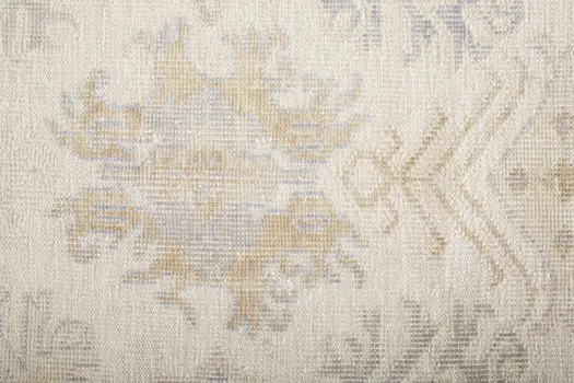 5' X 8' Ivory and Blue Floral Hand Knotted Area Rug