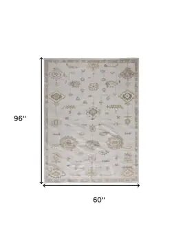 5' X 8' Orange and Ivory Floral Hand Knotted Area Rug
