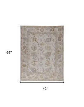 4' X 6' Ivory Floral Hand Knotted Area Rug