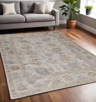5' X 8' Ivory Floral Hand Knotted Area Rug