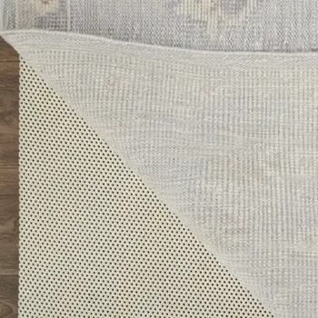 8' X 10' Ivory Silver And Tan Floral Hand Knotted Stain Resistant Area Rug