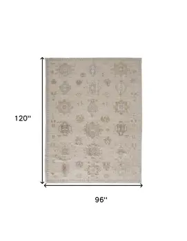 8' X 10' Tan And Brown Floral Hand Knotted Stain Resistant Area Rug