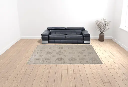 9' X 12' Tan And Brown Floral Hand Knotted Stain Resistant Area Rug