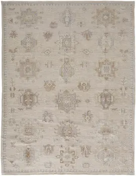 2' X 3' Tan And Brown Floral Hand Knotted Stain Resistant Area Rug