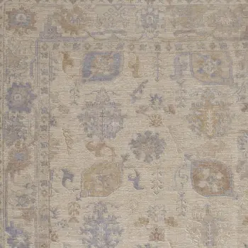 8' X 10' Blue and Ivory Floral Hand Knotted Area Rug