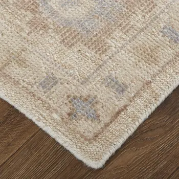 8' X 10' Blue and Ivory Floral Hand Knotted Area Rug