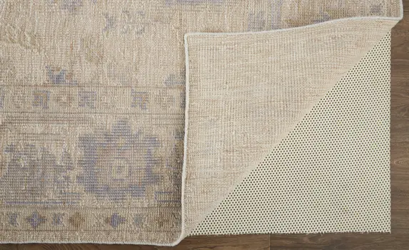 9' X 12' Tan Orange And Blue Floral Hand Knotted Stain Resistant Area Rug