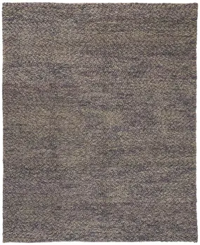 10' X 13' Purple and Gray Wool Hand Woven Distressed Area Rug